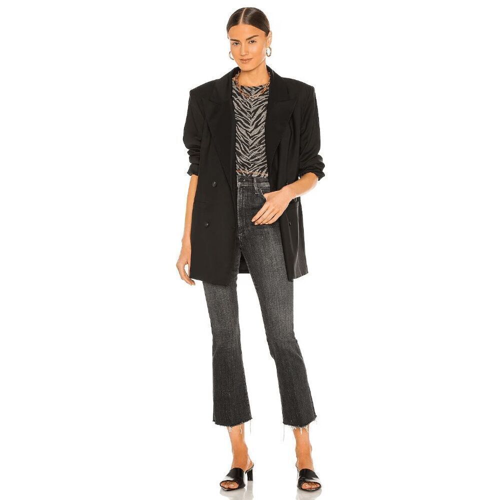 Mother Denim The Hustler Bootcut Straight Ankle Fray Jeans Women's Black Size 25